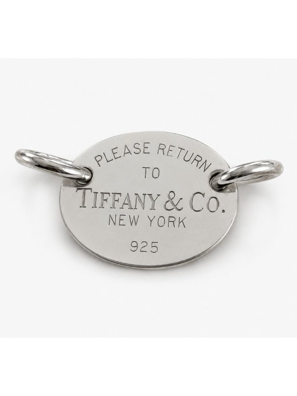Please Return to Tiffany & Co Sterling Silver Oval Tag Pendant From Choker